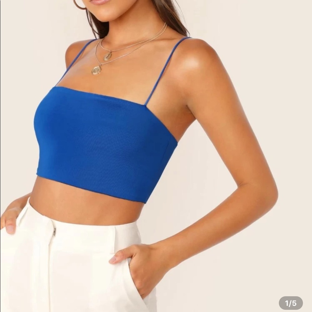 Bright blue crop top cami